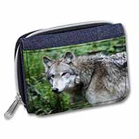 Grey Wolf Unisex Denim Purse Wallet