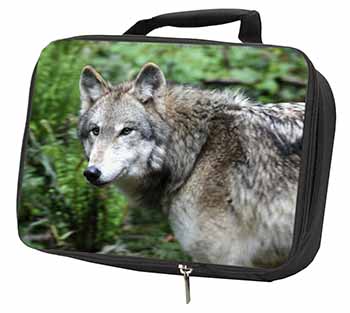 Grey Wolf Black Insulated School Lunch Box/Picnic Bag