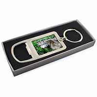 Grey Wolf Chrome Metal Bottle Opener Keyring in Box