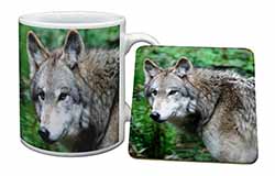 Grey Wolf Mug and Coaster Set