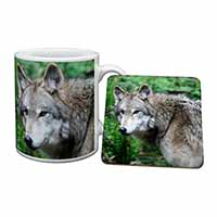 Grey Wolf Mug and Coaster Set