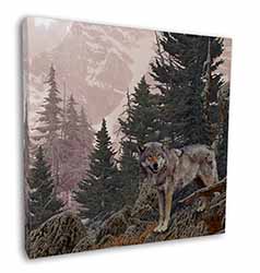 Mountain Wolf Square Canvas 12"x12" Wall Art Picture Print