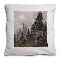 Mountain Wolf Soft White Velvet Feel Scatter Cushion