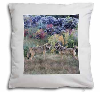 Wolves Print Soft White Velvet Feel Scatter Cushion