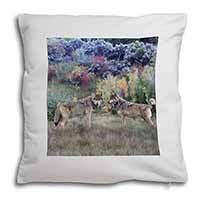 Wolves Print Soft White Velvet Feel Scatter Cushion