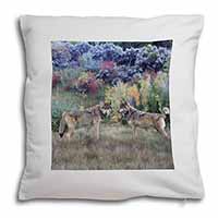 Wolves Print Soft White Velvet Feel Scatter Cushion