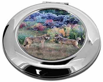 Wolves Print Make-Up Round Compact Mirror