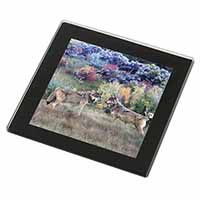 Wolves Print Black Rim High Quality Glass Coaster