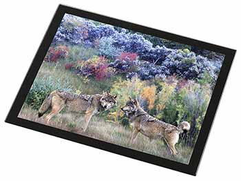 Wolves Print Black Rim High Quality Glass Placemat