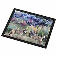 Wolves Print Black Rim High Quality Glass Placemat