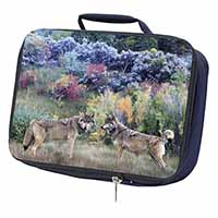 Wolves Print Navy Insulated School Lunch Box/Picnic Bag