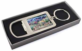 Wolves Print Chrome Metal Bottle Opener Keyring in Box