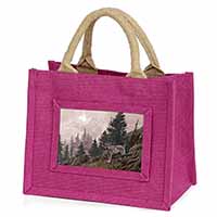 Mountain Wolf Little Girls Small Pink Jute Shopping Bag