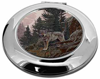 Mountain Wolf Make-Up Round Compact Mirror