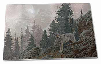 Large Glass Cutting Chopping Board Mountain Wolf