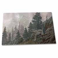 Large Glass Cutting Chopping Board Mountain Wolf