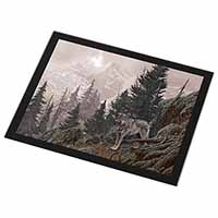 Mountain Wolf Black Rim High Quality Glass Placemat