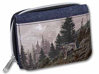 Mountain Wolf Unisex Denim Purse Wallet