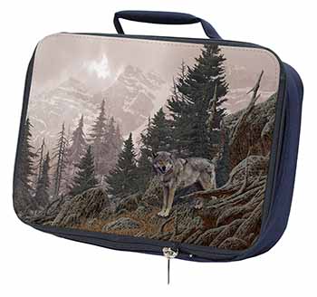 Mountain Wolf Navy Insulated School Lunch Box/Picnic Bag