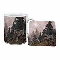 Mountain Wolf Mug and Coaster Set