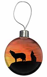 Sunset Wolves Christmas Bauble