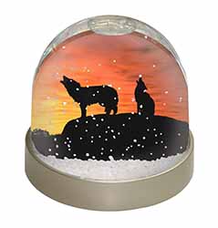 Sunset Wolves Snow Globe Photo Waterball