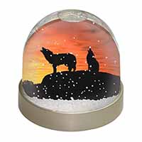 Sunset Wolves Snow Globe Photo Waterball
