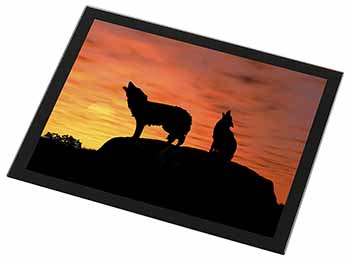 Sunset Wolves Black Rim High Quality Glass Placemat