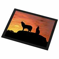 Sunset Wolves Black Rim High Quality Glass Placemat