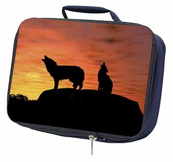 Sunset Wolves Navy Insulated School Lunch Box/Picnic Bag