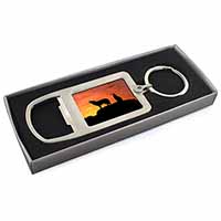 Sunset Wolves Chrome Metal Bottle Opener Keyring in Box