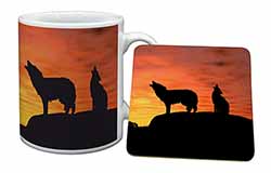 Sunset Wolves Mug and Coaster Set