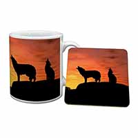 Sunset Wolves Mug and Coaster Set