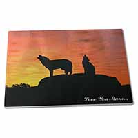 Large Glass Cutting Chopping Board Sunset Wolves 