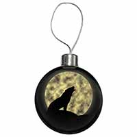 Howling Wolf and Moon Christmas Bauble