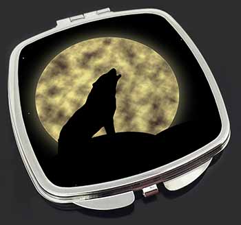 Howling Wolf and Moon Make-Up Compact Mirror