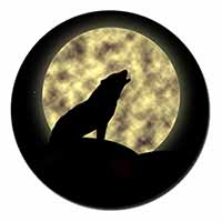 Howling Wolf and Moon Fridge Magnet Printed Full Colour