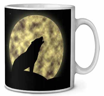 Howling Wolf and Moon Ceramic 10oz Coffee Mug/Tea Cup