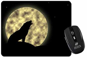 Howling Wolf and Moon Computer Mouse Mat