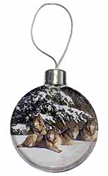 Wolves in Snow Christmas Bauble