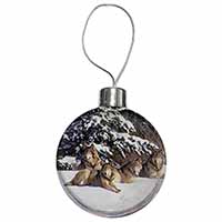 Wolves in Snow Christmas Bauble