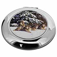 Wolves in Snow Make-Up Round Compact Mirror