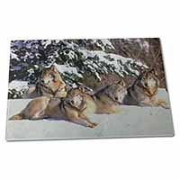 Large Glass Cutting Chopping Board Wolves in Snow