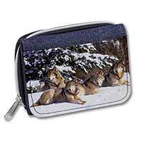 Wolves in Snow Unisex Denim Purse Wallet