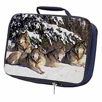 Wolves in Snow Navy Insulated School Lunch Box/Picnic Bag