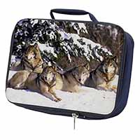 Wolves in Snow Navy Insulated School Lunch Box/Picnic Bag