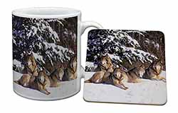 Wolves in Snow Mug and Coaster Set