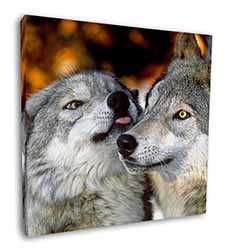 Wolves  in Love Square Canvas 12"x12" Wall Art Picture Print