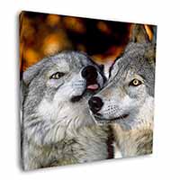 Wolves  in Love Square Canvas 12"x12" Wall Art Picture Print