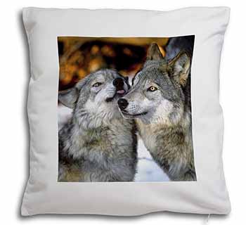 Wolves  in Love Soft White Velvet Feel Scatter Cushion